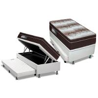 Cama Box Baú c/Auxiliar Solteiro: Colchão Anatômico Ortobom Ortopédico Light + Base CRC Courano White(88x188) - 1