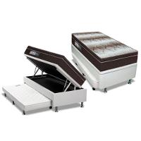 Cama Box Baú c/Auxiliar Solteiro: Colchão Anatômico Ortobom Ortopédico Light + Base CRC Courano White(88x188) - 1