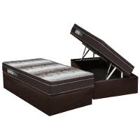 Cama Box Baú Solteiro: Colchão Anatômico Ortobom Ortopédico Light + Base CRC Courano Brown(88x188) - 1
