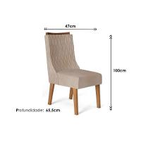 Sala de Jantar Completa Rubi Tampo Madeirado c/ Vidro Curvo 170x90cm e 6 Cadeiras Jade Cedro/Off White/Off White - Suede Moca - DJ Móveis