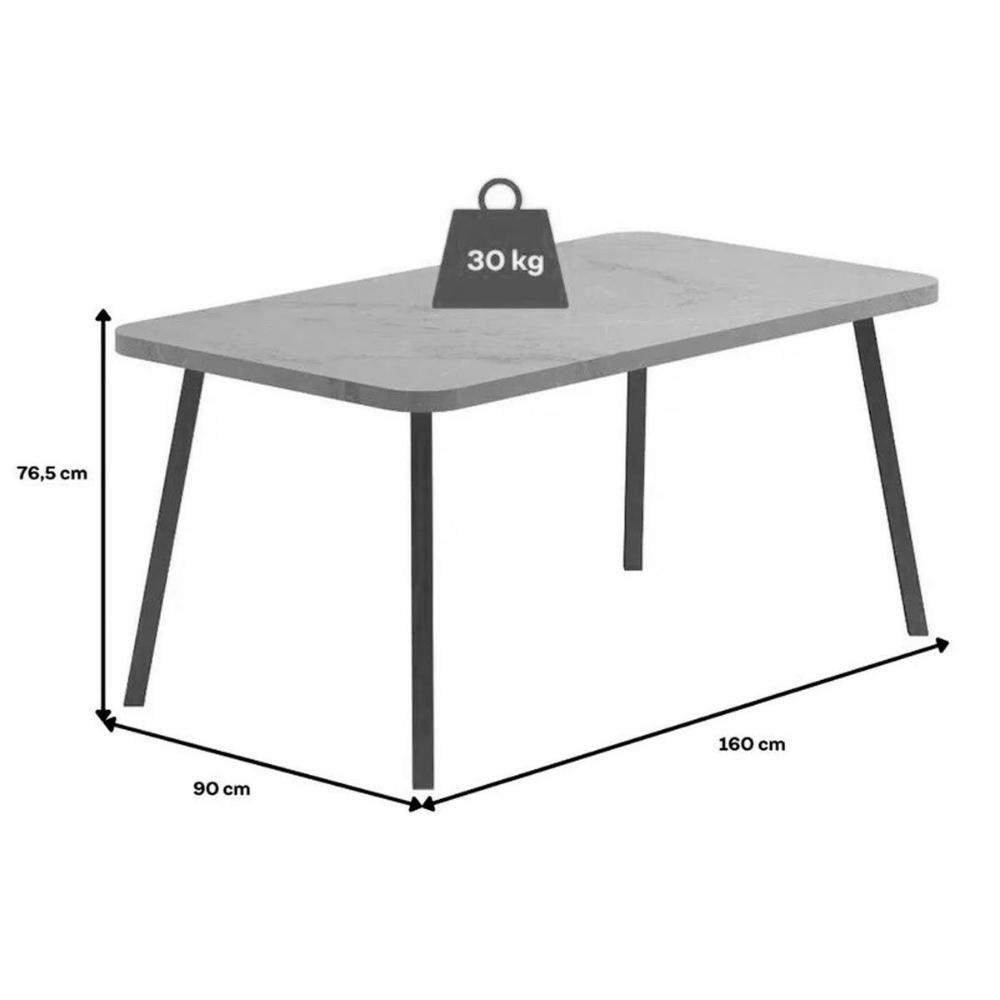 Sala de Jantar Completa Stellar 1597 Aço c/ Tampo Madeirado 160x90cm e 4 Cadeiras Duo Preto/Nogal - Preto/Grafite - Preto - Carraro - 5