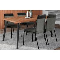 Sala de Jantar Completa Stellar 1597 Aço c/ Tampo Madeirado 160x90cm e 4 Cadeiras Duo Preto/Nogal - Preto/Grafite - Preto - Carraro - 1