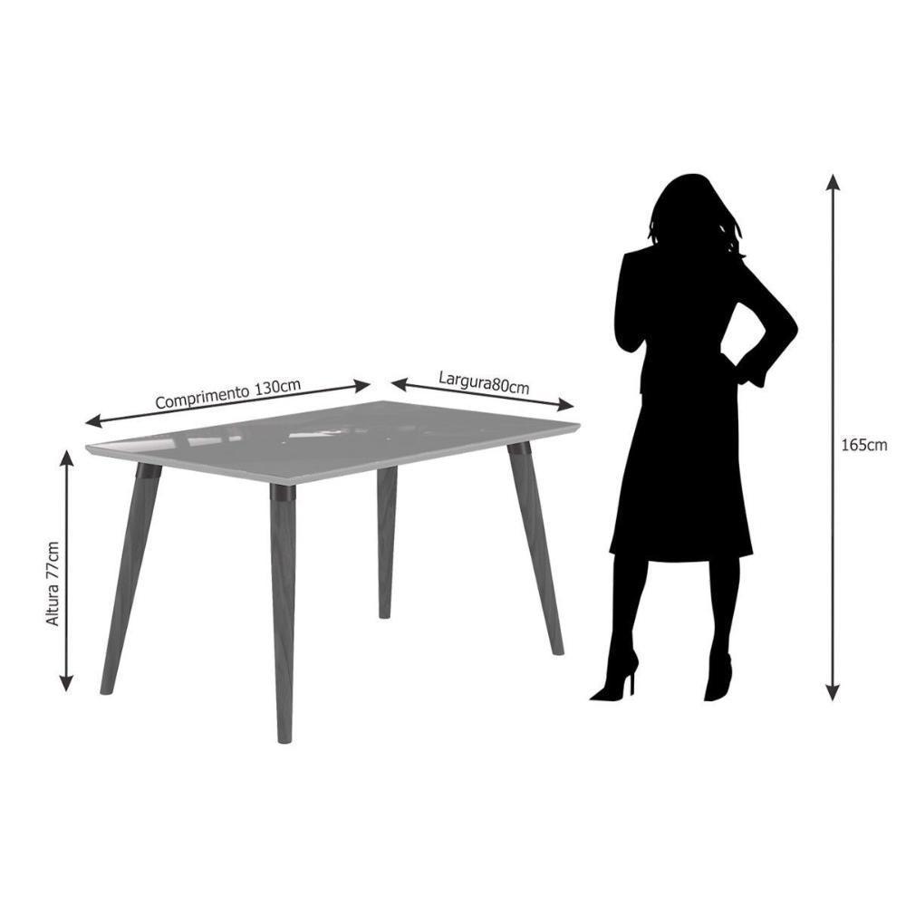 Sala de Jantar Completa Adele Madeira Maciça Tampo Madeirado c/ Vidro 130x80cm e 4 Cadeiras Paola Nature-Madeirado/Suede Nude Bege - Cimol - 6