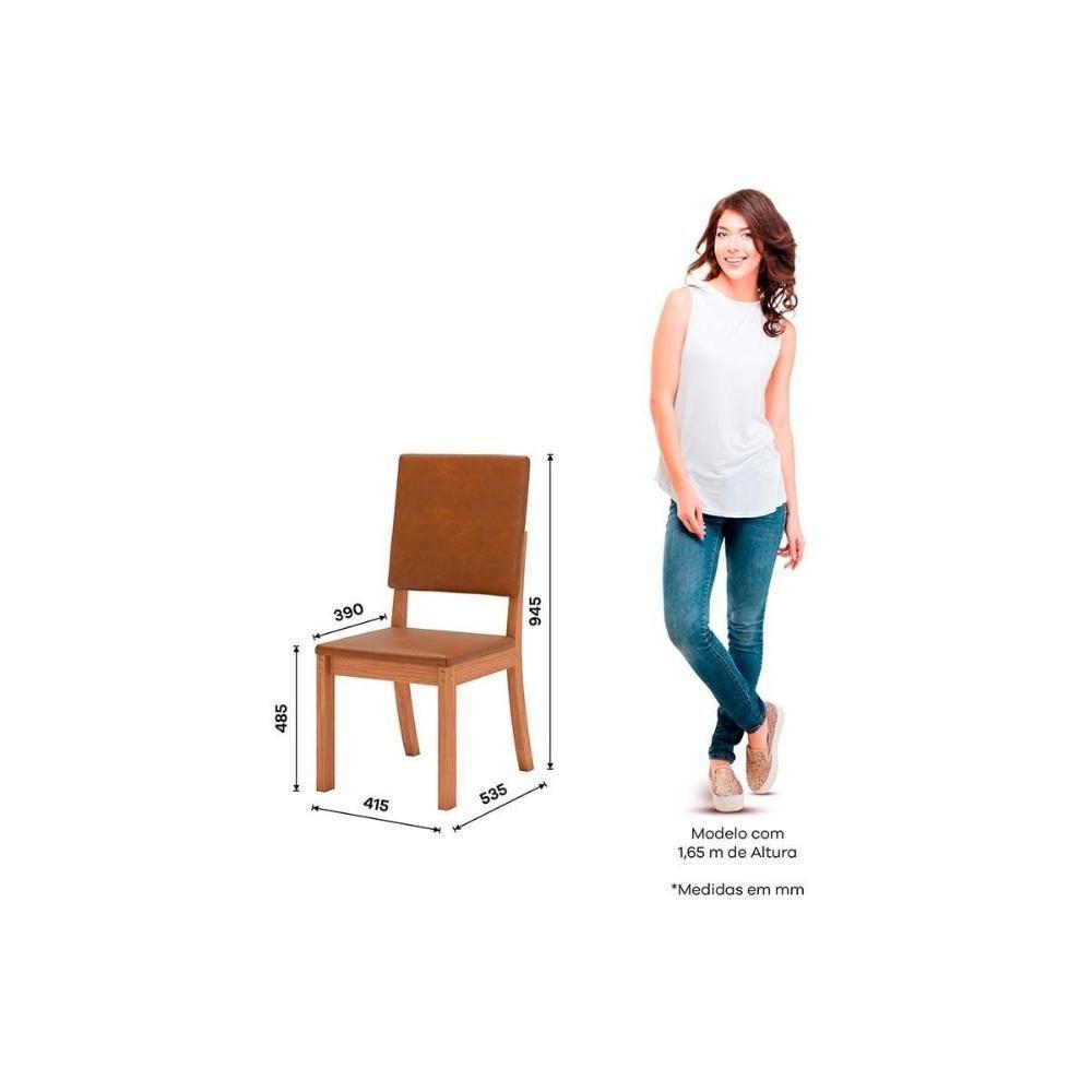 Sala de Jantar Completa Lins c/ Tampo Madeirado c/ Vidro Curvo 120x80cm e 4 Cadeiras Milla Plus Nature/Courano/Caramelo - Henn - 9