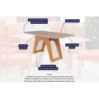 Sala de Jantar Completa Carol c/ Tampo Madeirado c/ Vidro 180x90cm e 6 Cadeiras Clarice Savana-Madeirado/Suede Joli Capuccino - Cimol