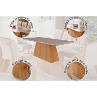 Sala de Jantar Completa Helena c/ Tampo Madeirado c/ Vidro 210x100 cm e 8 Cadeiras Clarice Savana/Nature/Suede Capuccino - Cimol - 2