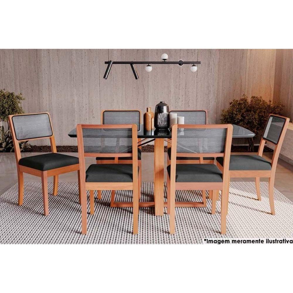 Mesa de Sala Jantar Elma Madeira Maciça c/Tampo Madeirado c/ Vidro 90x170cm Carvalho/Off White/Vidro Off White - Kappesberg - 3