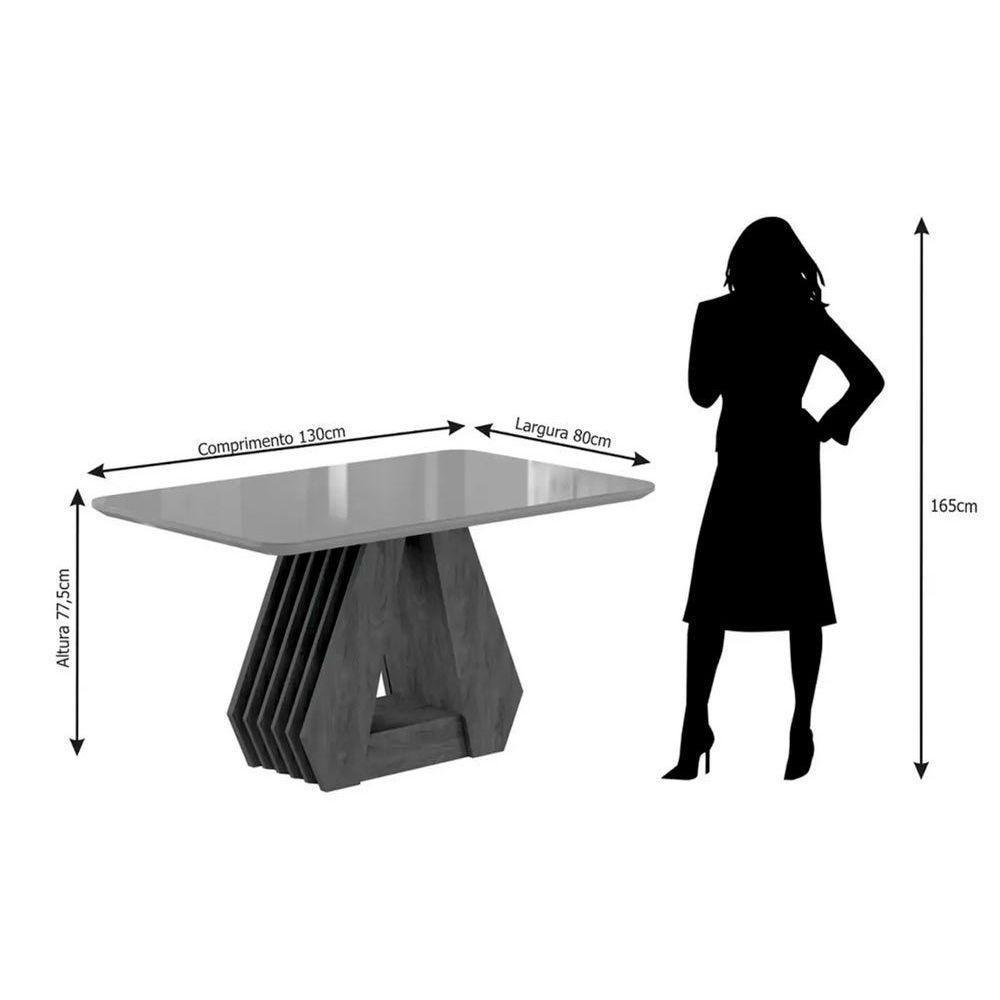 Sala de Jantar Completa Ágata c/ Tampo Madeirado 130cm e 4 Cadeiras Clarice Savana-Nature-Madeirado/Off White -Suede Joli Cap - Cimol - 5