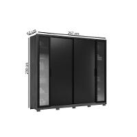 Guarda Roupa Solteiro 4 Portas de Correr e 4 Gavetas c/ 2 Vidros Reflecta e Pés Laredo Flex Nogueira/Nogueira ou Preto - Demóbile - 2