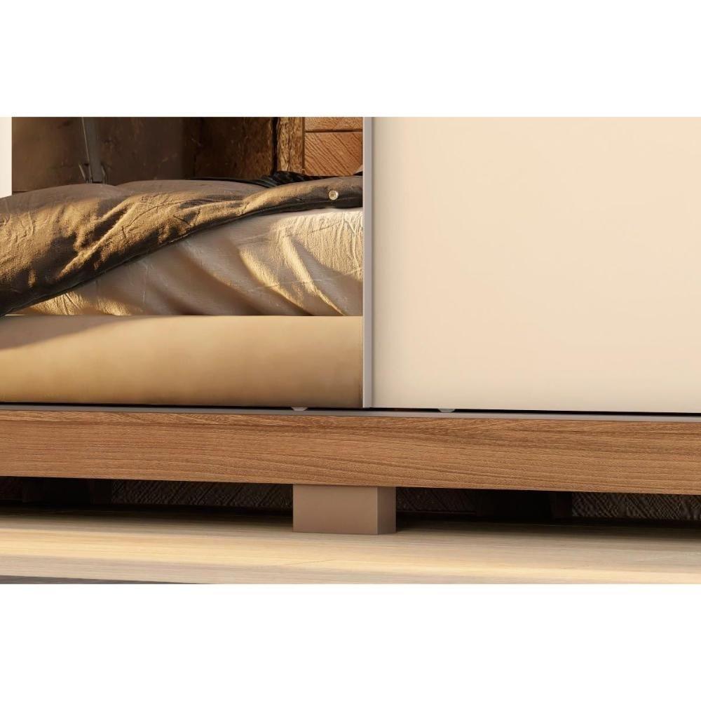 Guarda Roupa Casal 3 Portas de Correr (1 c/ Espelho) e 2 Gavetas c/ Pés Dalila Flex Amendola/Amendola ou Off White - Demóbile - 6