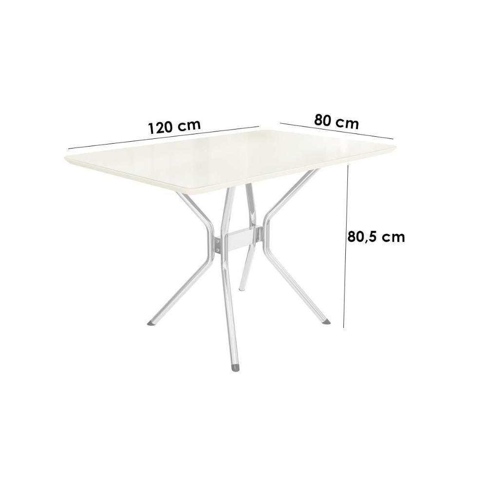 Sala de Jantar Completa Loire Tampo Madeirado c/ Vidro 80x120cm e 4 Cadeiras Florença Cromado/Off White/Vidro Off White - Preto - Kappesberg - 4