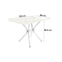 Sala de Jantar Completa Loire Tampo Madeirado c/ Vidro 80x120cm e 4 Cadeiras Florença Cromado/Off White/Vidro Off White - Preto - Kappesberg