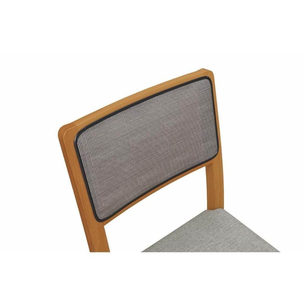 Sala de Jantar Completa Petra Tampo Madeirado c/ Vidro 100x200cm e 8 Cadeiras Lola Carvalho/Preto fosco/Vidro preto - Linho Cinza - Kappesberg - 5