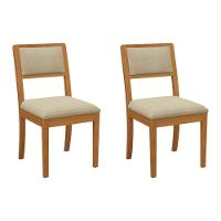 Sala de Jantar Completa Mira Tampo Madeirado c/ Vidro 90x160cm e 6 Cadeiras Alice Carvalho/Off White/Vidro Off White - Linho Beg - Kappesberg - 6