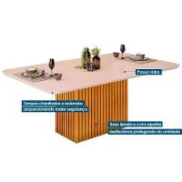 Sala de Jantar Completa Canes Tampo Madeirado c/ Vidro Curvo 200x100cm e 8 Cadeiras Stela Freijo/Off White - Ipe/Linho Neve - DJ Móveis - 2