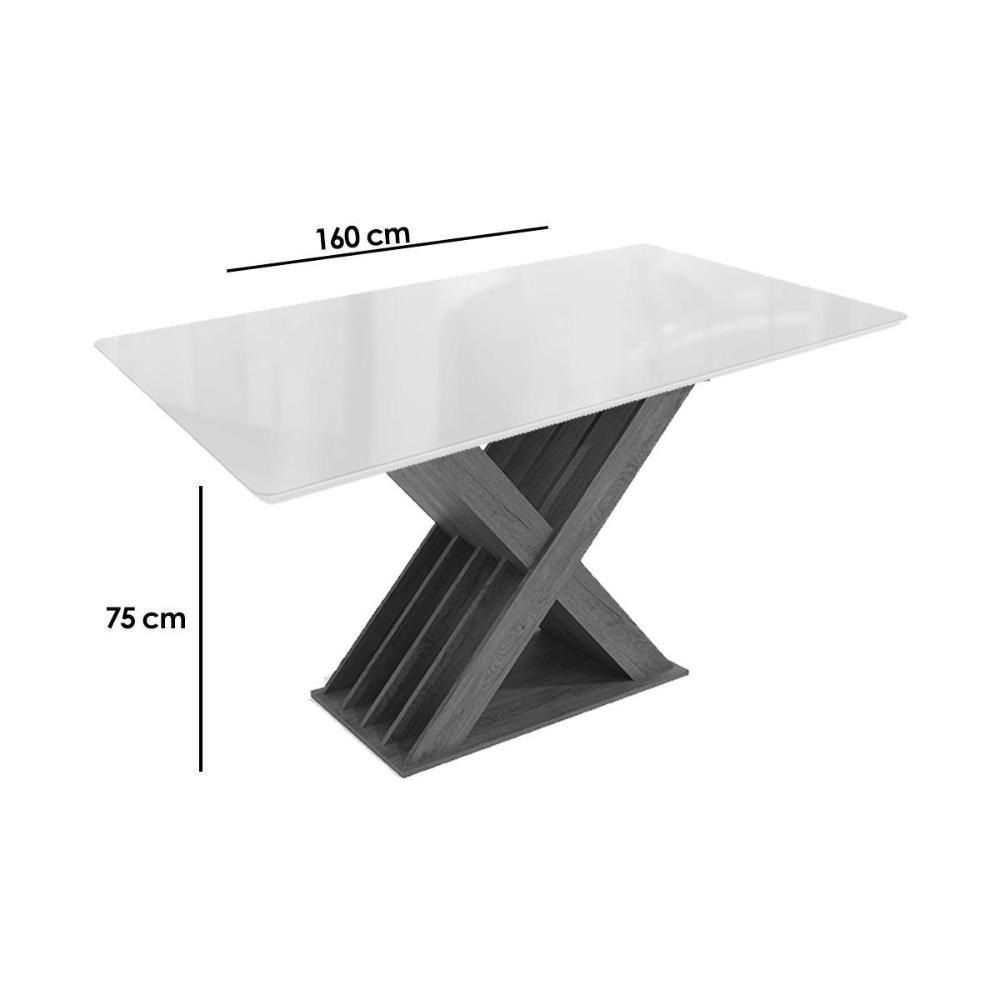 Sala de Jantar Completa Graviola Tampo Madeirado c/ Vidro 90x160cm e 6 Cadeiras 2CAD150 Freijo/Off White/Vidro Off White - Eucalipto/V - Kappesberg - 5