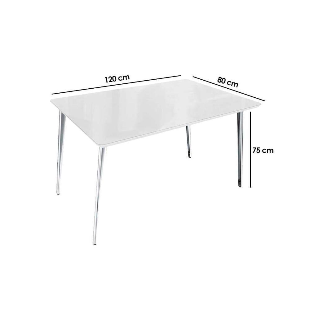 Sala de Jantar Completa Iguaçu Tampo Madeirado c/ Vidro 80x120cm e 4 Cadeiras Portugal Cromado/Off White/Vidro Off White - Nude - Kappesberg - 2