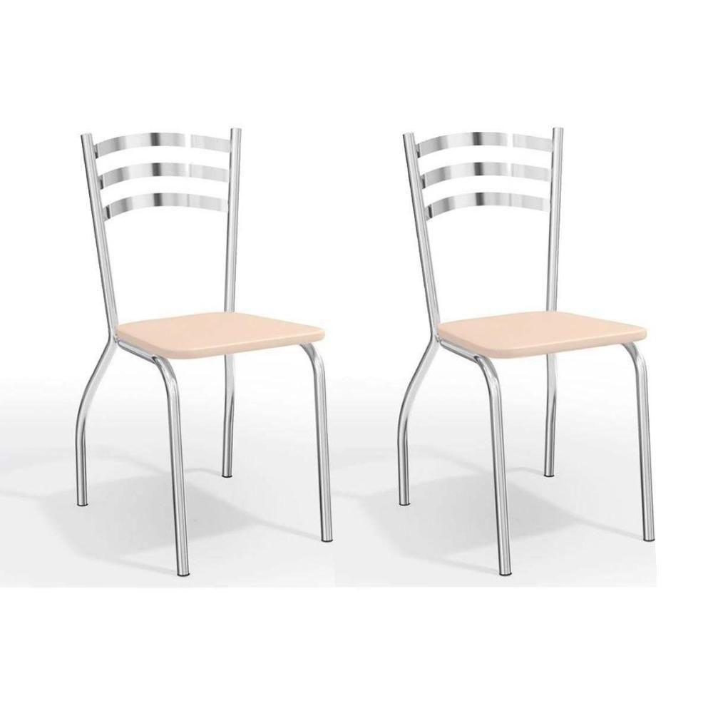 Sala de Jantar Completa Iguaçu Tampo Madeirado c/ Vidro 80x120cm e 4 Cadeiras Portugal Cromado/Off White/Vidro Off White - Nude - Kappesberg - 4