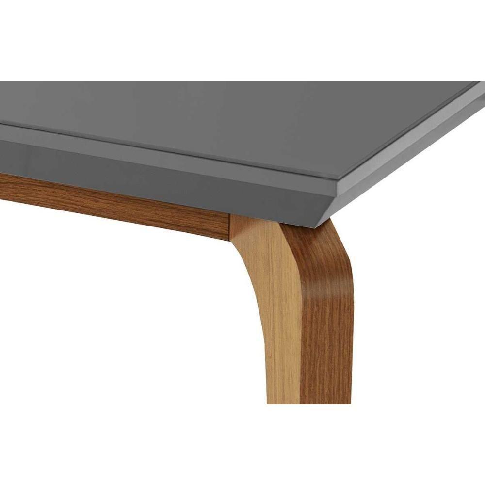 Sala de Jantar Completa Londrina c/ Tampo Madeirado Vidro Canto Reto 120x80cm e 4 cadeiras Jade Imbuia/Grafite - Veludo Marrom - Rufato - 8