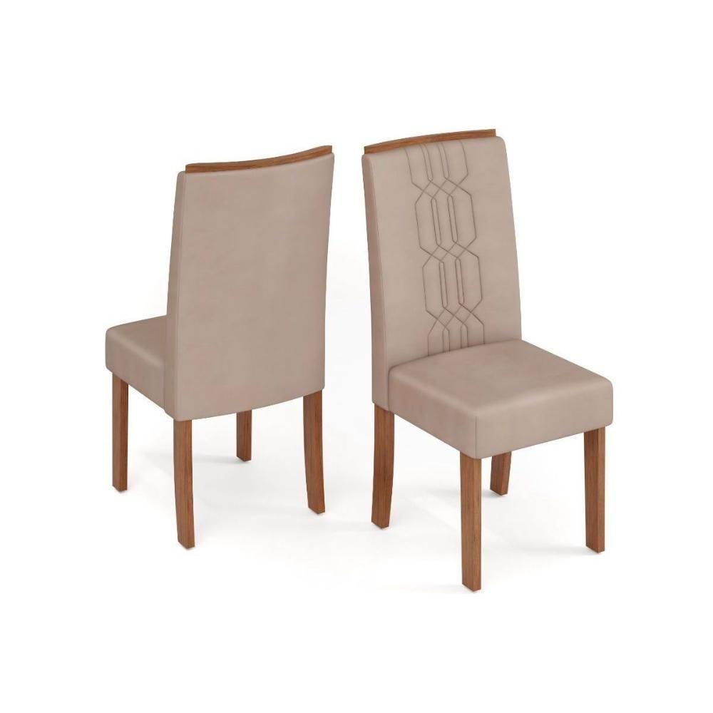 Sala de Jantar Completa Itália Tampo Madeirado c/ Vidro Curvo 136x136cm e 8 Cadeiras Zoe Cedro/Off White - Suede Creme - DJ Móveis - 5