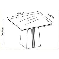 Sala de Jantar Completa Itália Tampo Madeirado c/ Vidro Curvo 136x136cm e 8 Cadeiras Zoe Cedro/Off White - Suede Creme - DJ Móveis - 2