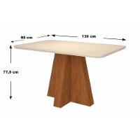 Sala de Jantar Completa Maite c/ Tampo Madeirado c/ Vidro Canto Curvo 130x80cm e 6 Cadeiras Maia Cinamomo/Suede Gengibre Bege - Cimol - 5