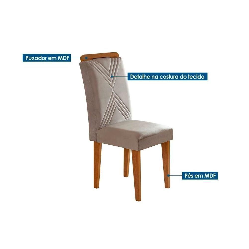 Sala de Jantar Completa Londrina c/ Tampo Madeirado Canto Reto 180x90cm e 6 cadeiras Amsterdã Imbuia-Capuccino/Suede Capuccino - Rufato - 3