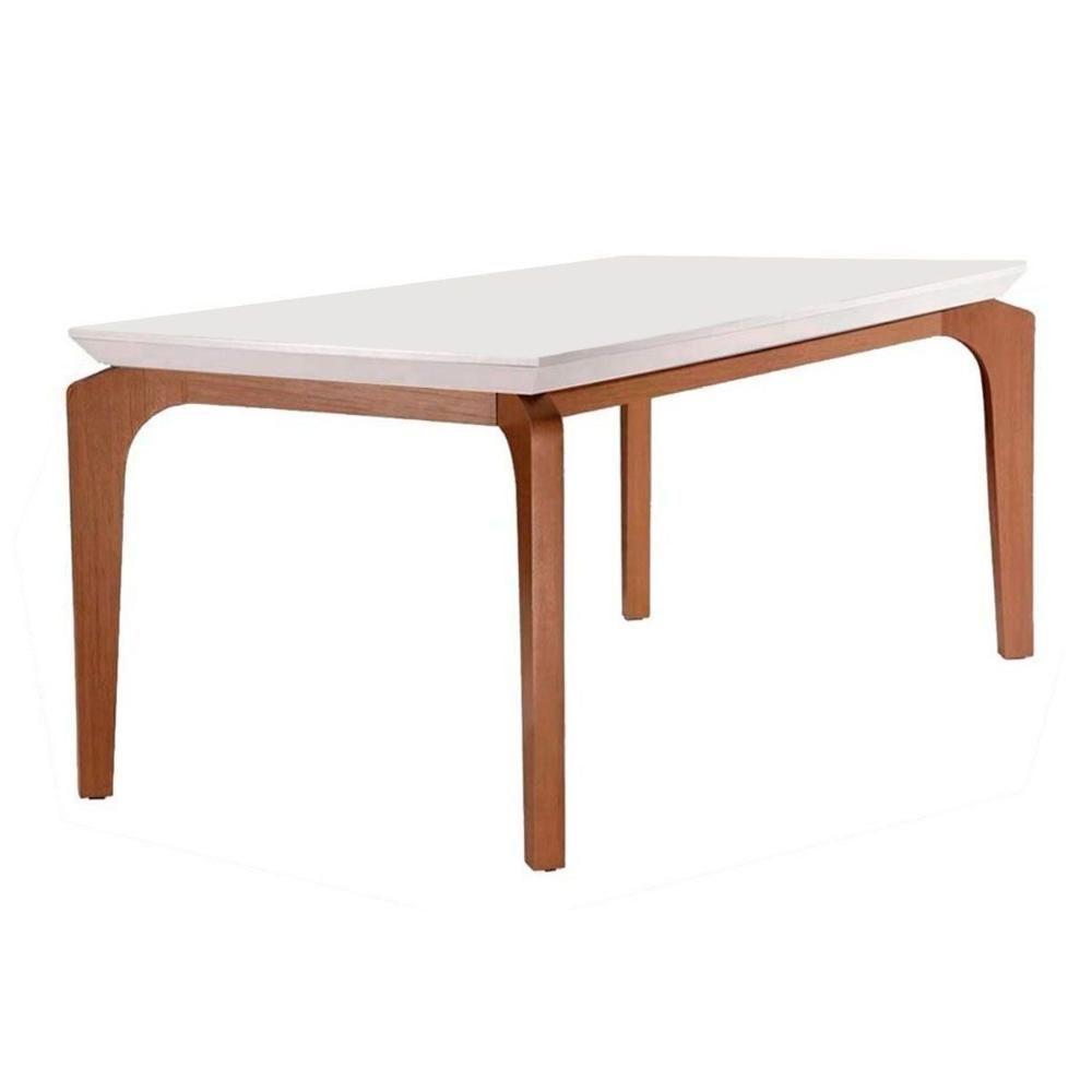 Sala de Jantar Completa Londrina c/ Tampo Madeirado Canto Reto 180x90cm e 6 cadeiras Amsterdã Imbuia-Capuccino/Suede Capuccino - Rufato - 6