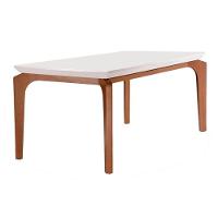 Sala de Jantar Completa Londrina c/ Tampo Madeirado Canto Reto 180x90cm e 6 cadeiras Amsterdã Imbuia-Capuccino/Suede Capuccino - Rufato - 6