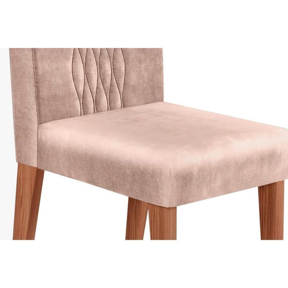 Sala de Jantar Completa Canes Tampo Madeirado c/ Vidro Curvo 170x90cm e 6 Cadeiras Lia Freijo/Off White - Suede Kraft - DJ Móveis - 8