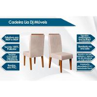 Sala de Jantar Completa Canes Tampo Madeirado c/ Vidro Curvo 170x90cm e 6 Cadeiras Lia Freijo/Off White - Suede Kraft - DJ Móveis - 2