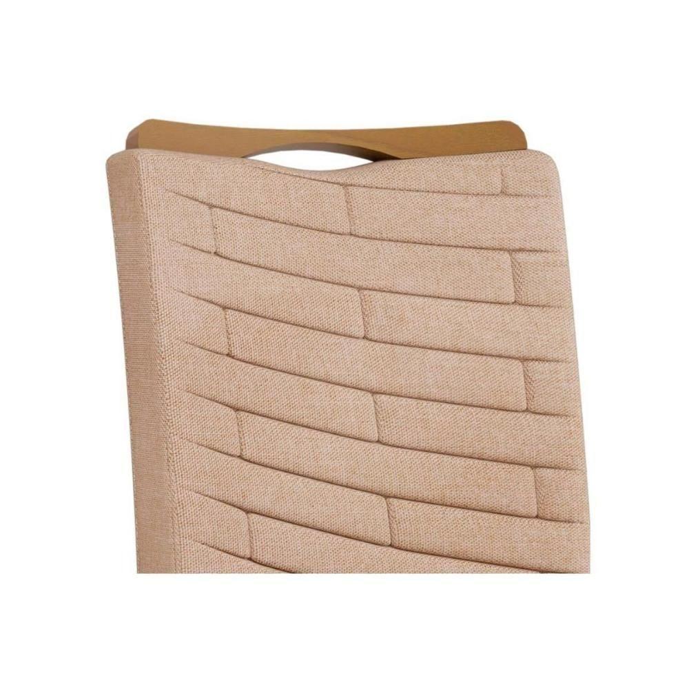 Sala de Jantar Completa Italia Tampo Madeirado c/ Vidro Curvo 170x90cm e 6 Cadeiras Julia Cedro/Off White - Suede Lunar - DJ Móveis - 9