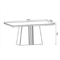 Sala de Jantar Completa Italia Tampo Madeirado c/ Vidro Curvo 170x90cm e 6 Cadeiras Julia Cedro/Off White - Suede Lunar - DJ Móveis