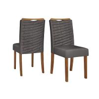 Sala de Jantar Completa Italia Tampo Madeirado c/ Vidro Curvo 170x90cm e 6 Cadeiras Julia Cedro/Off White - Suede Lunar - DJ Móveis - 7