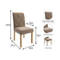 Sala de Jantar Completa Carol Tampo Madeirado c/ Vidro 130x80cm e 4 Cadeiras Fernanda Nature-Madeirado/Suede Nude Bege - Cimol - 6