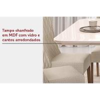 Sala de Jantar Completa Zafira Tampo Madeirado c/ Vidro Curvo 200x100cm e 8 Cadeiras Ondina Off White - Freijo/Suede Kraft - DJ Móveis - 3