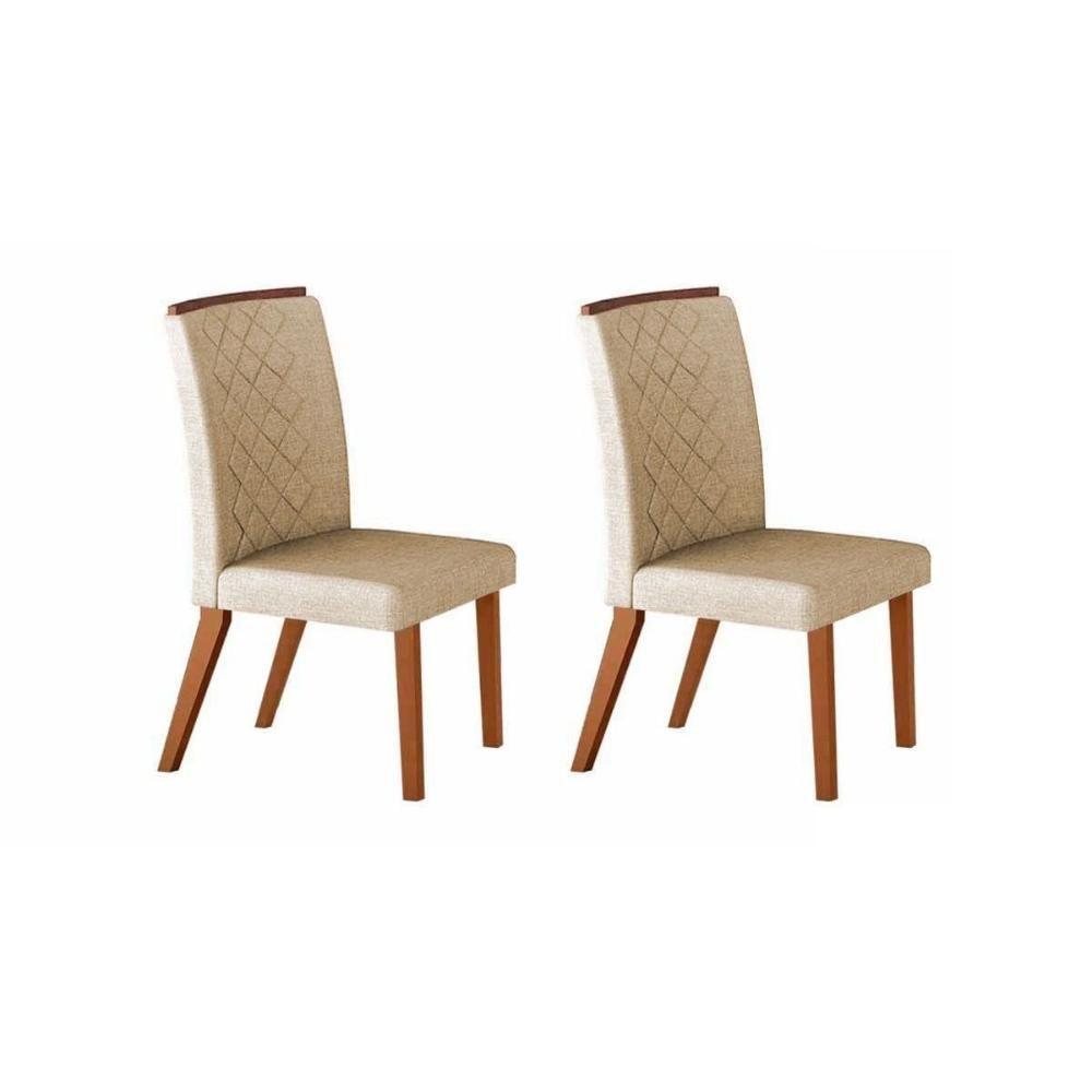 Sala de Jantar Completa Alvorada Tampo Madeirado c/ Vidro Canto Reto 180x90cm e 6 Cadeiras Jade Imbuia/Off White - Linho Turim - Rufato - 7