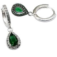 Brinco Argola Com Pingente Ponto De Luz Gota Colorido Prata 925 - 1