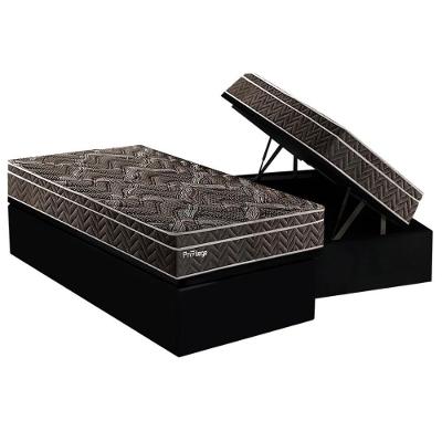 Cama Box Baú Solteiro: Colchão Molas MasterPocket Ensacadas Paropas   Previlege + Base CRC Suede Black(88x188)