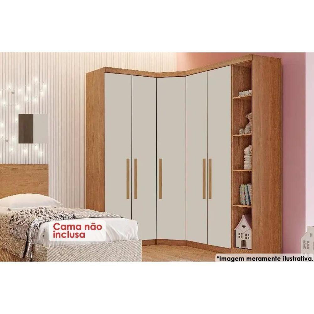 Quarto Casal Modulado Rizon 4 Peças (1 Closet + 2 Guarda Roupas + 1 Complemento) QC215 Freijo Cumaru c/ Fendi - Novo Horizonte - 1