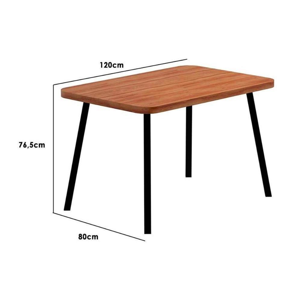 Sala de Jantar Completa Stellar 1598 Aço c/ Tampo Madeirado 120x80cm e 4 Cadeiras Hug Rose/Petra - Rose/Areia -  Caramelo - Carraro - 3