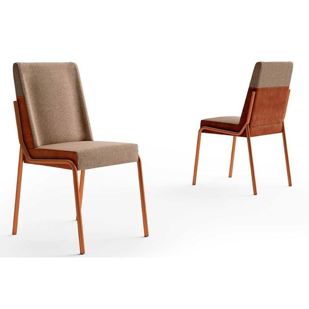 Sala de Jantar Completa Stellar 1598 Aço c/ Tampo Madeirado 120x80cm e 4 Cadeiras Hug Rose/Petra - Rose/Areia -  Caramelo - Carraro - 7