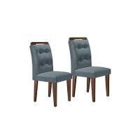 Sala de Jantar Completa Luna c/ Tampo Madeirado c/ Vidro Canto Curvo 90x90cm e 4 cadeiras Jade Imbuia/Off White - Linho Grafite - Rufato - 6