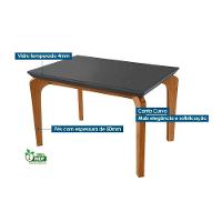 Sala de Jantar Completa Londrina c/ Tampo Madeirado c/ Vidro Canto Curvo 120x80cm e 4 cadeiras Imperatriz Imbuia/Off White - Suede Grafite - Rufato - 2