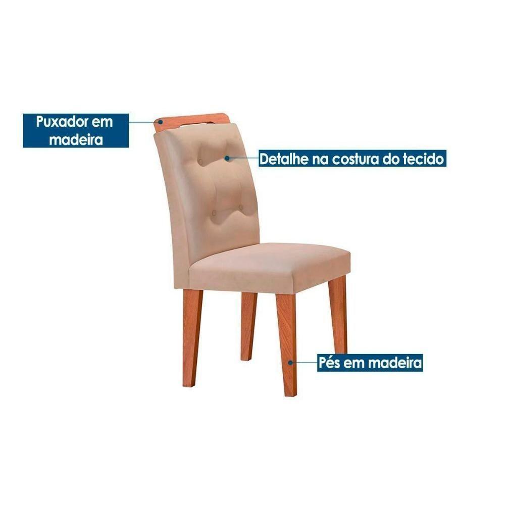 Sala de Jantar Completa Jade Tampo Madeirado c/ Vidro Canto Curvo 180x90 e 6 Cadeiras Imperatriz Imbuia/Off White - Suede Grafite - Rufato - 6