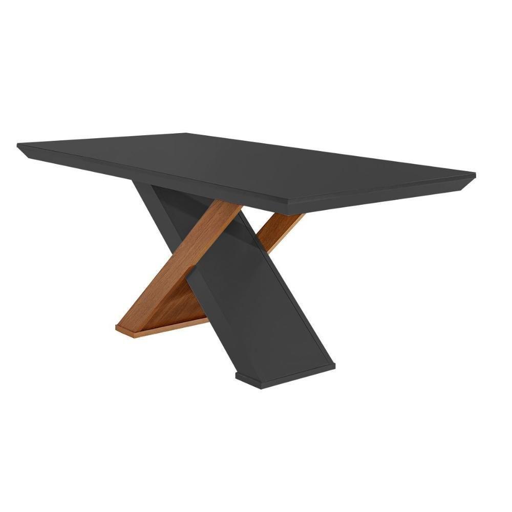 Sala de Jantar Completa Imperatriz Tampo Madeirado c/ Vidro Curvo 180x90 e 6 Cadeiras Imperatriz Imbuia/Grafite - Suede Creme - Rufato - 8