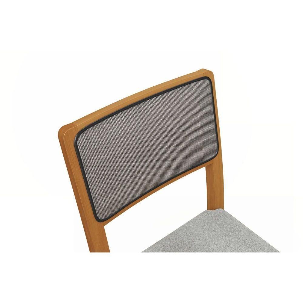 Sala de Jantar Completa Elma Tampo Madeirado c/ Vidro 90x160cm e 6 Cadeiras Lola Carvalho/Preto fosco/Vidro preto - Linho Cinza - Kappesberg - 6