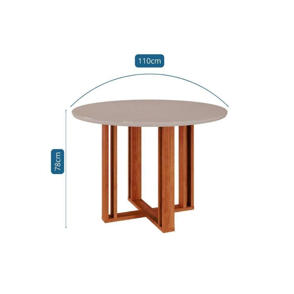Sala de Jantar Completa Flora c/ Tampo Madeirado c/ Vidro 109cm e 4 Cadeiras Nicole Cinamomo/Off White - Savana/Nature-Suede Nude - Cimol - 4