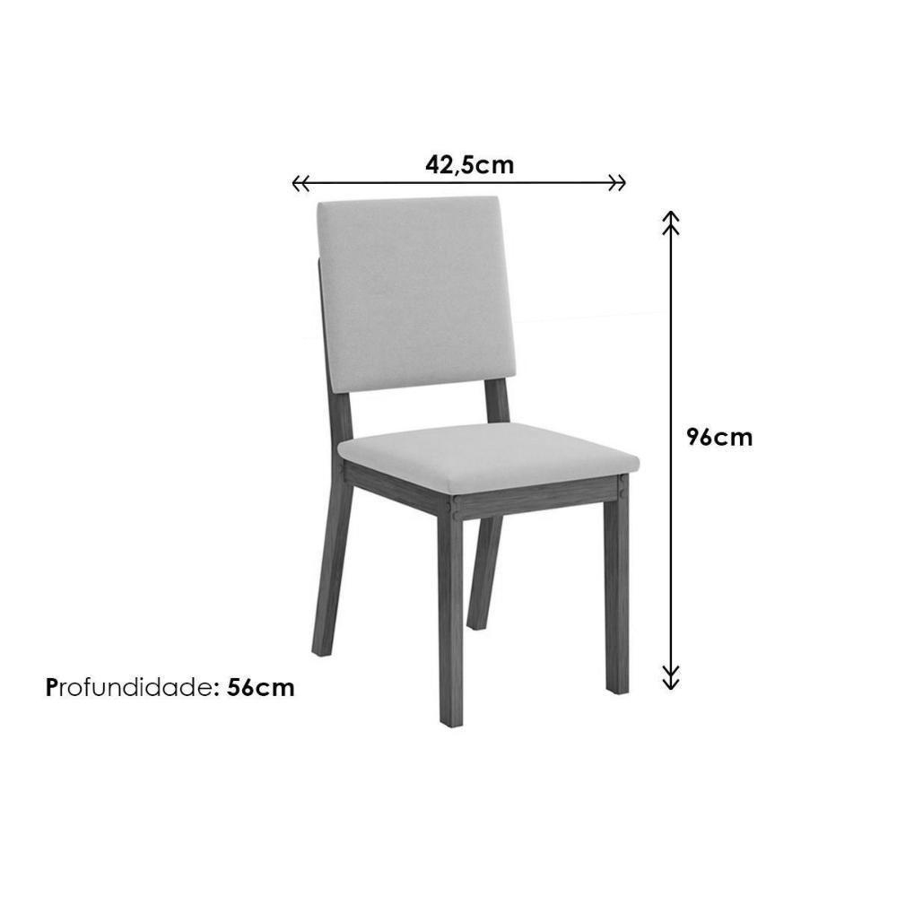 Sala de Jantar Completa Celeste Tampo Madeirado c/ Vidro Retangular 160x90cm e 6 Cadeiras Talia Freijo/Off White - Suede Creme - DJ Móveis - 3