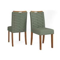 Sala de Jantar Completa Canes Tampo Madeirado c/ Vidro Curvo 200x100cm e 8 Cadeiras Julia Freijo/Off White - Suede Kraft - DJ Móveis - 8